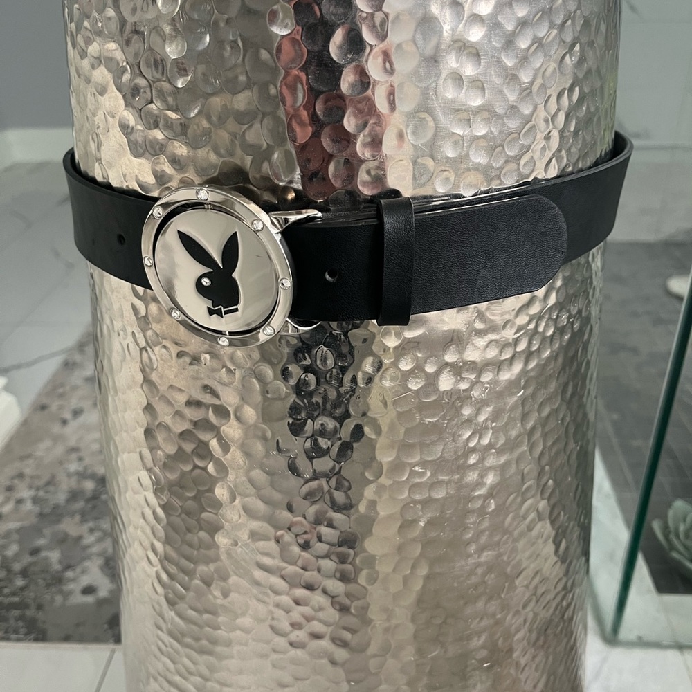 Women’s bling, revolving, black, white, playboy, bunny, head belt, size medium